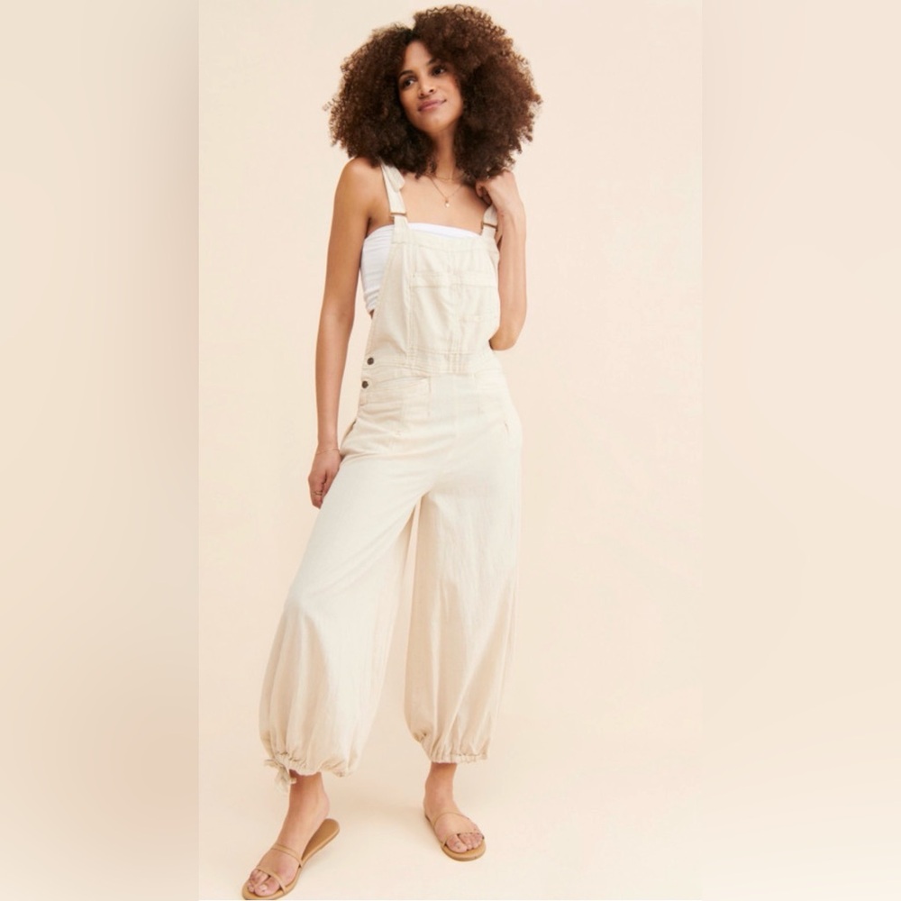 Free People Women's Follow the Sun Overalls in Morning Oat, Size S